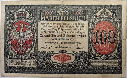 Banknot 100 marek polskich 1916 stan 4