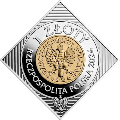 Moneta 1 zł 100 rocznica wprowadzenia złotego do obiegu 2024