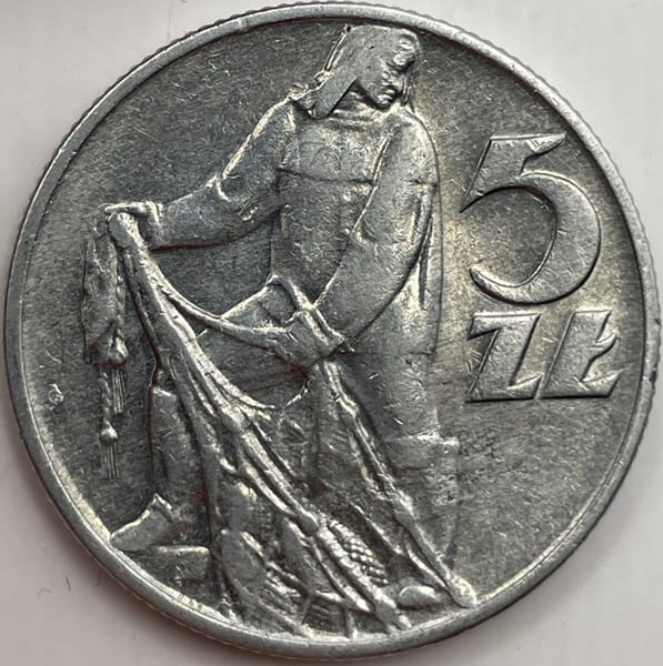 Moneta 5 zł Rybak 1959 r. stan 2