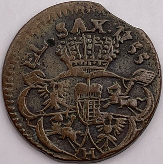 August III Sas grosz koronny 1755r. H