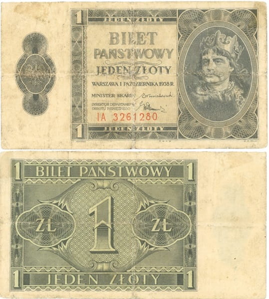Banknot 1 zł 1938 Bolesław Chrobry