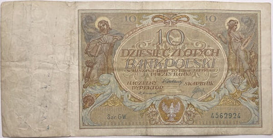 Banknot 10 złotych 1929 r. stan 3