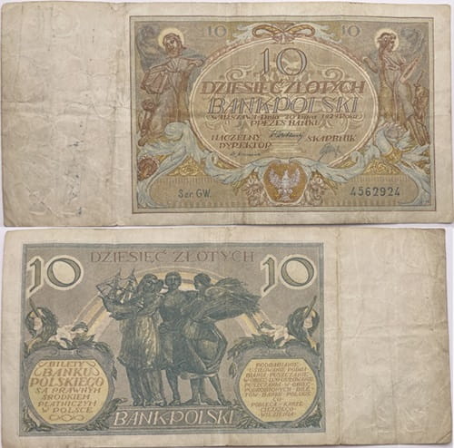 Banknot 10 złotych 1929 r. stan 3
