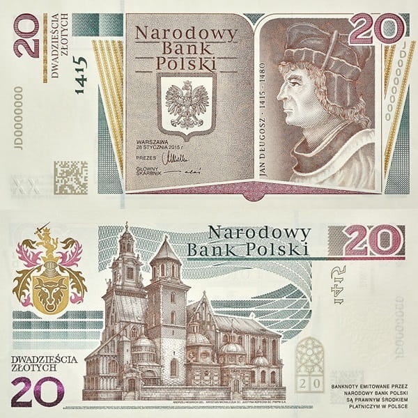 Banknot 20 zł 600. rocznica Urodzin Jana Długosza 2015