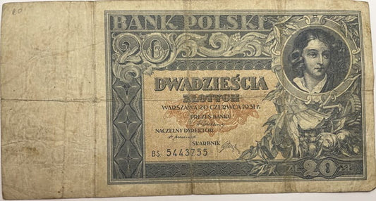 Banknot 20 złotych 1931 stan 4