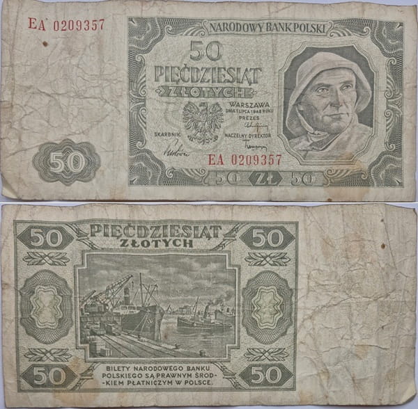 Banknot 50 zł 1948 stan 4