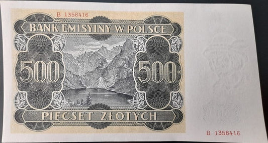 Banknot 500 zł 1940 r. stan 1