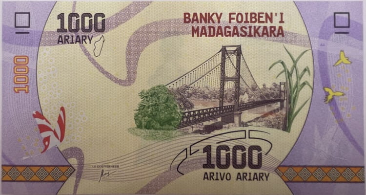 Madagaskar banknot 1000 Ariary 2017 r. UNC