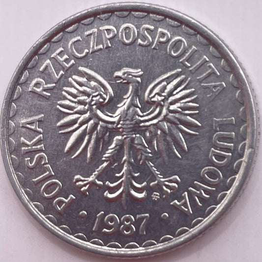 Moneta 1 złoty 1987 stan 1