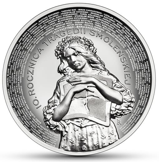 Moneta 10 zł 10. rocz. Tragedii Smoleńskiej 2020 r. uncja