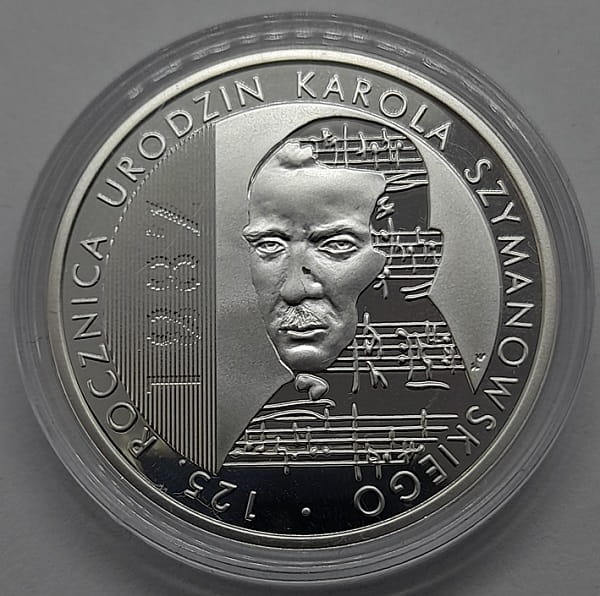 Moneta 10 zł 125. rocz. urodzin Karola Szymanowskiego 2007