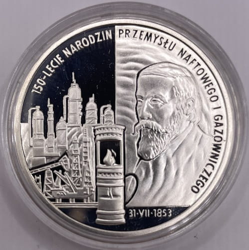 Moneta 10 zł 150-lecie przemysłu naftowego 2003 r.