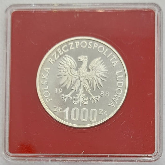 Moneta 1000 zł Jadwiga Andegaweńska próba 1988 r.