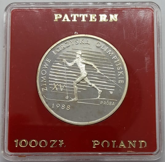 Moneta 1000 zł XV Zimowe Igrzyska Olimpijskie PRÓBA 1988