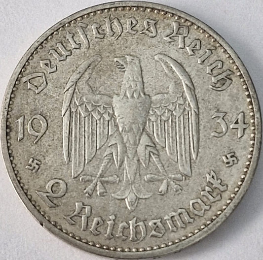 Moneta 2 marki 1934 H Kościół
