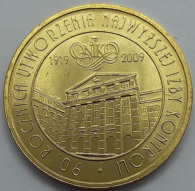 Moneta 2 zł 90 rocznica utworzenia NIK 2009