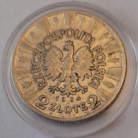 Moneta 2 złote 1934 r. Józef Piłsudski stan 3