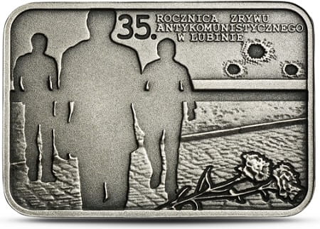 Moneta 20 zł 35. rocz. zrywu antykomunistycznego w Lubinie 2017 r.