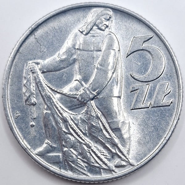 Moneta 5 zł Rybak 1973 stan 2