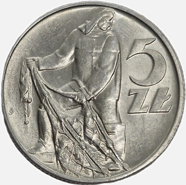 Moneta 5 zł Rybak 1974