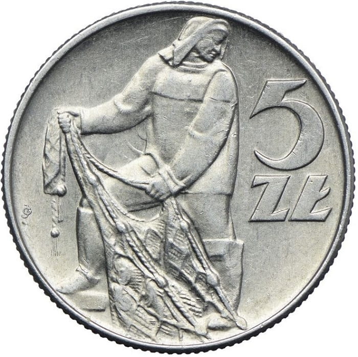 Moneta 5 złotych Rybak Słoneczko 1974
