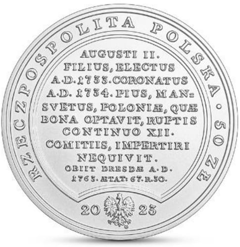 Moneta 50 zł August III Sas 2023