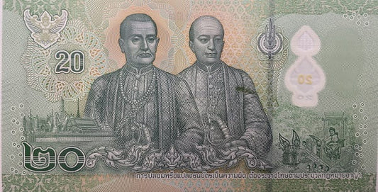 Tajlandia banknot 20 baht 2022 UNC polimer