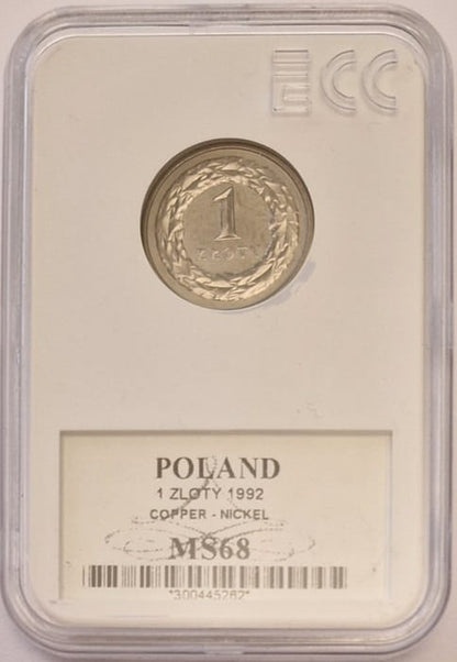 Moneta 1 złoty 1992 r. grading