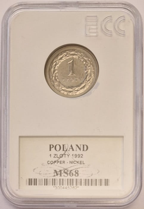 Moneta 1 złoty 1992 r. grading
