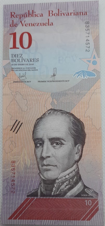 Wenezuela banknot 10 Bolivares 2018 UNC