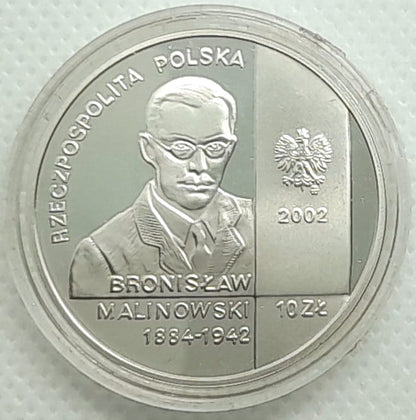 Moneta 10 zł Bronisław Malinowski 2002