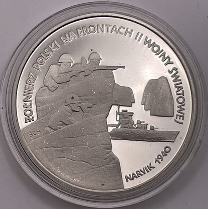 Moneta 100 000 zł Żołnierz polski na frontach II WŚ Narvik 1991