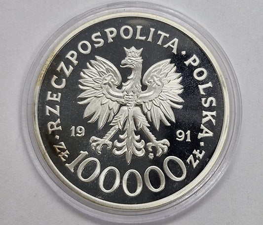 Moneta 100 000 zł Żołnierz polski na frontach II WŚ Tobruk 1991