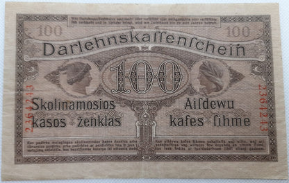 Banknot 100 marek 1918 Kowno