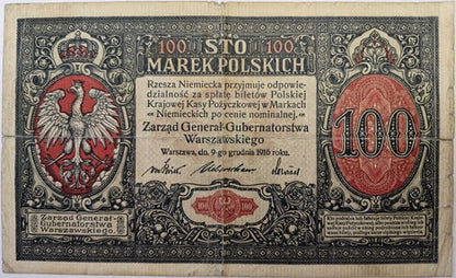 Banknot 100 marek polskich 1916 stan 4