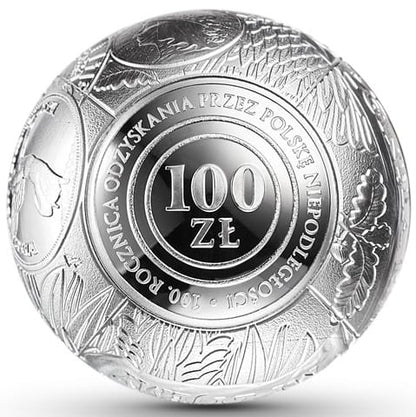 Moneta 100 zł kula 100. rocz. odzyskania niepodległości 2023 r.