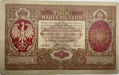 Banknot 1000 marek polskich 1916 r. stan 4