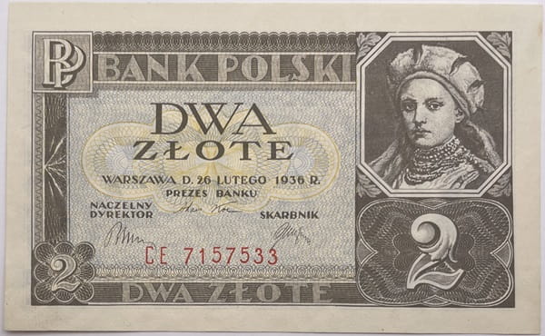Banknot 2 złote Dobrawa 1936 stan 1