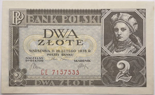 Banknot 2 złote Dobrawa 1936 stan 1