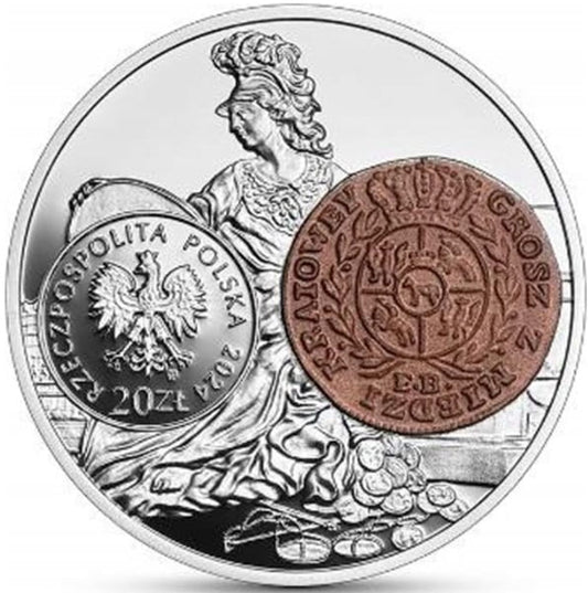 Moneta 20 zł Grosz z miedzi krajowej Stanisława Augusta 2024