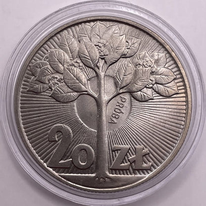 Moneta 20 zł Kwitnące drzewo 1973 r. próba