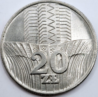 Moneta 20 zł Wieżowiec i kłosy 1976 bz