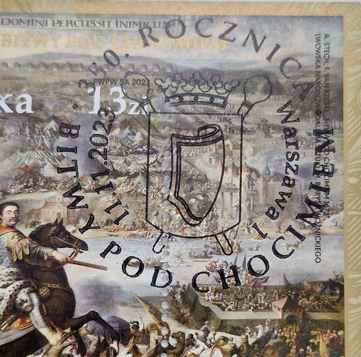 350. rocz. bitwy pod Chocimiem 2023 263 stempel okolicznościowy