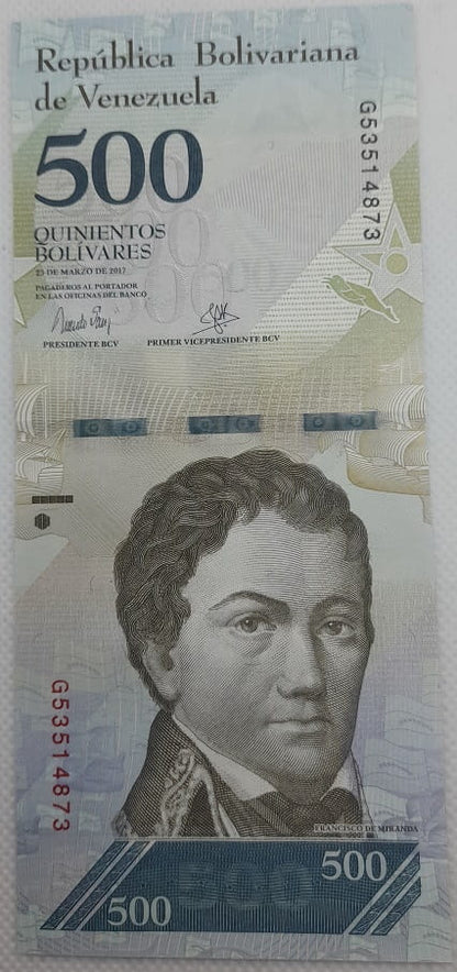 Wenezuela banknot 500 Bolivares 2017 UNC