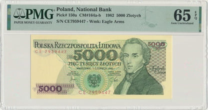 Banknot 5000 złotych 1982 r. PMG 65 EPQ