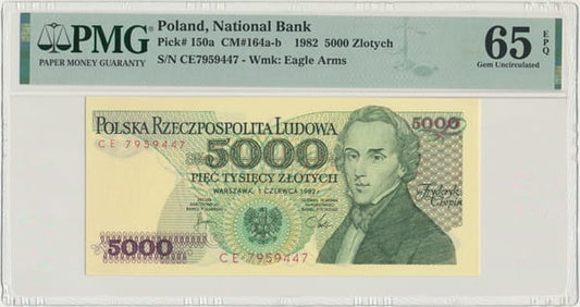 Banknot 5000 złotych 1982 r. PMG 65 EPQ