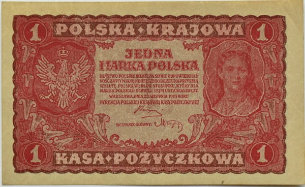 Banknot 1 marka 1919 stan 1