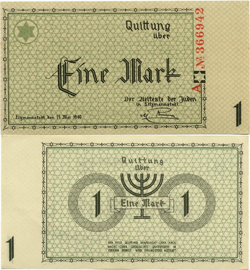Banknot 1 marka 1940 Getto w Łodzi