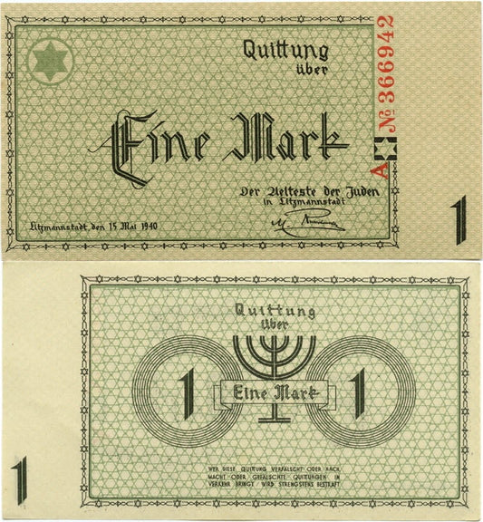 Banknot 1 marka 1940 Getto w Łodzi