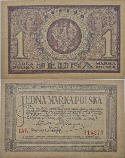 Banknot 1 marka polska V 1919 r.